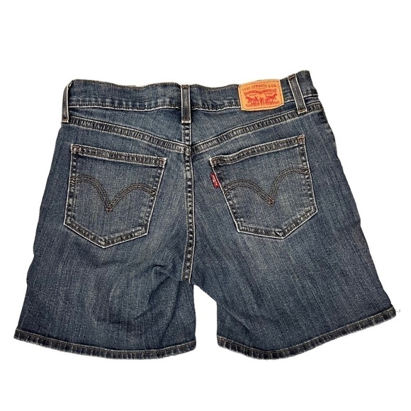LEVI’S Mid-Rise Mid-Length Slim Fit Jean Shorts Denim Light Wash Cut Offs - Picture 4 of 12